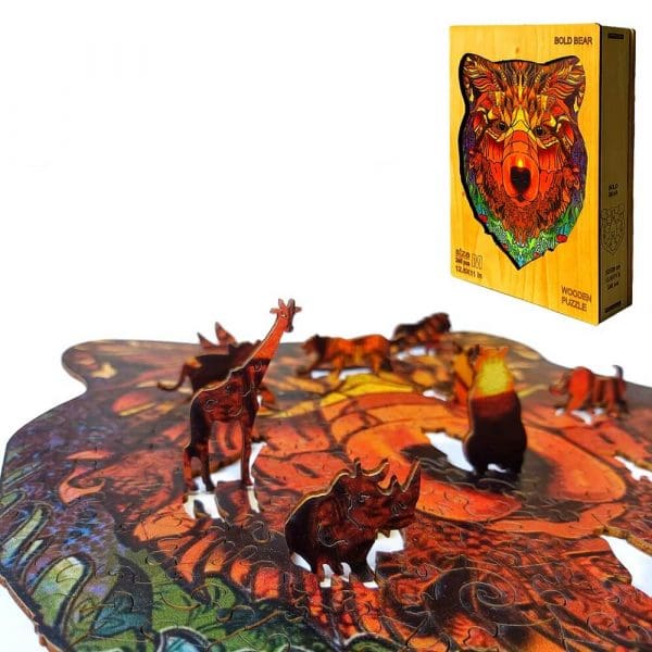 Medve bear alion Puzzle Játék Kirakó Puzzle Fa