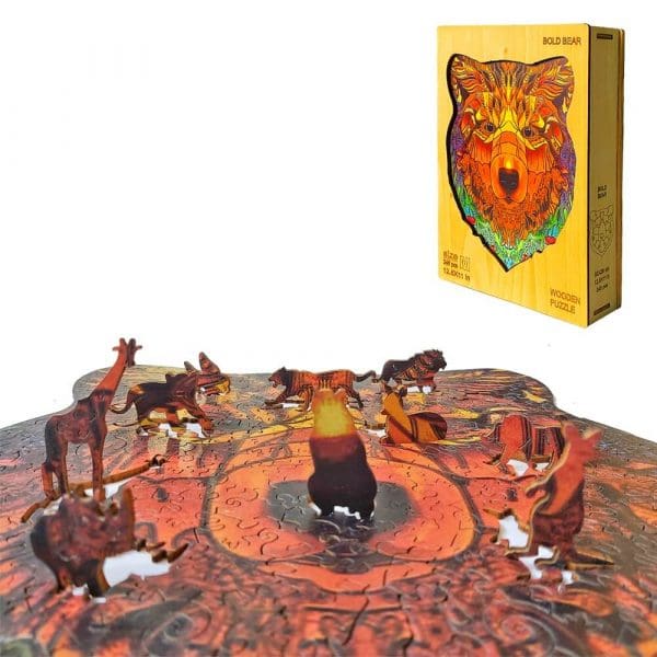 Medve bear alion Puzzle Játék Kirakó Puzzle Fa