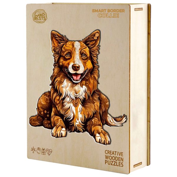 Border Collie kutya puzzle, kutyus puzzle, kutya fa puzzle, alionpuzzle, puzzle fából, fa kirakó, felnőtt puzzle